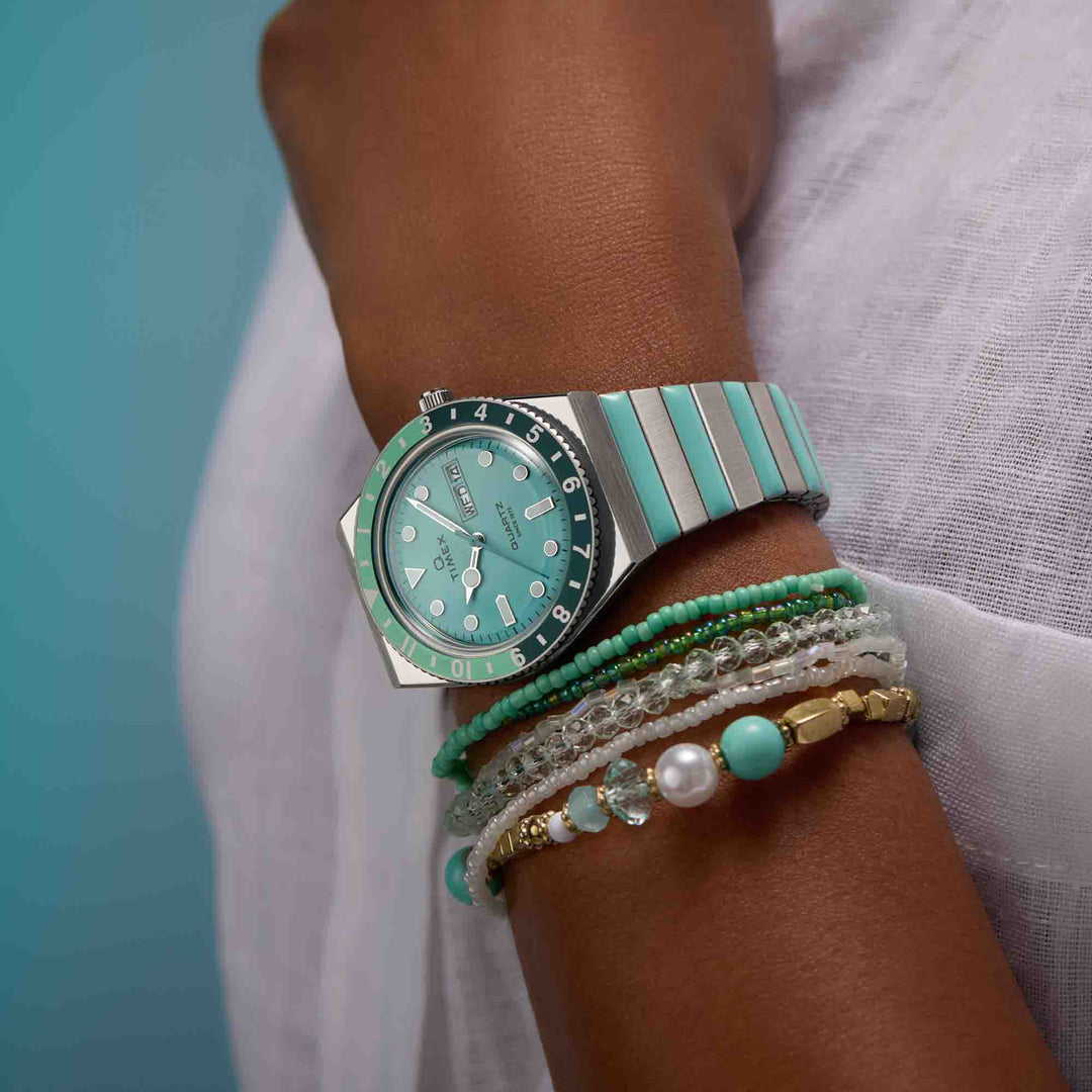 Timex Q 36mm Teal SS | Watches.com