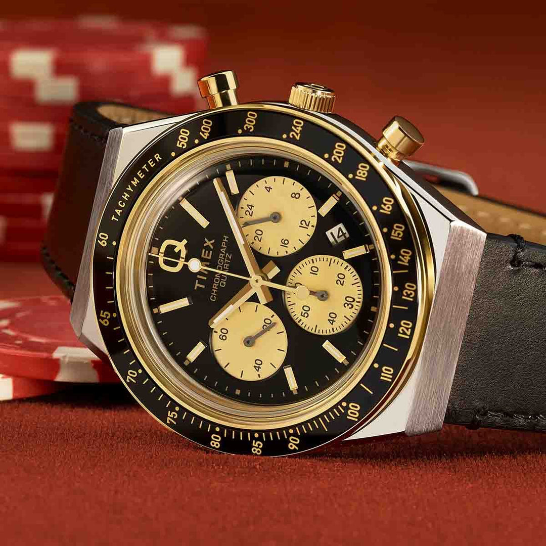 Timex Q Chronograph 40mm Gold Black | Watches.com