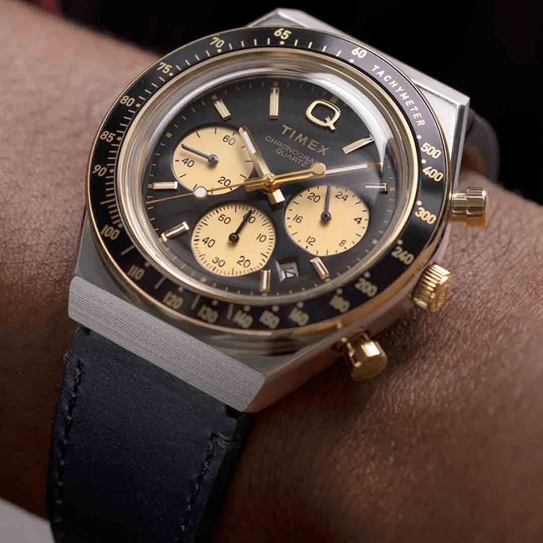 Timex Q Chronograph 40mm Gold Black | Watches.com
