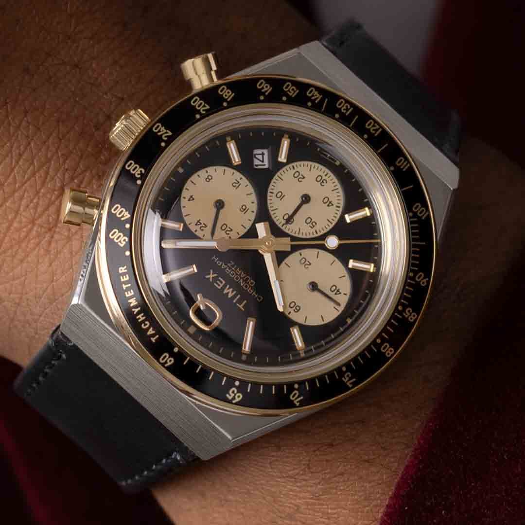 Timex Q Chronograph 40mm Gold Black