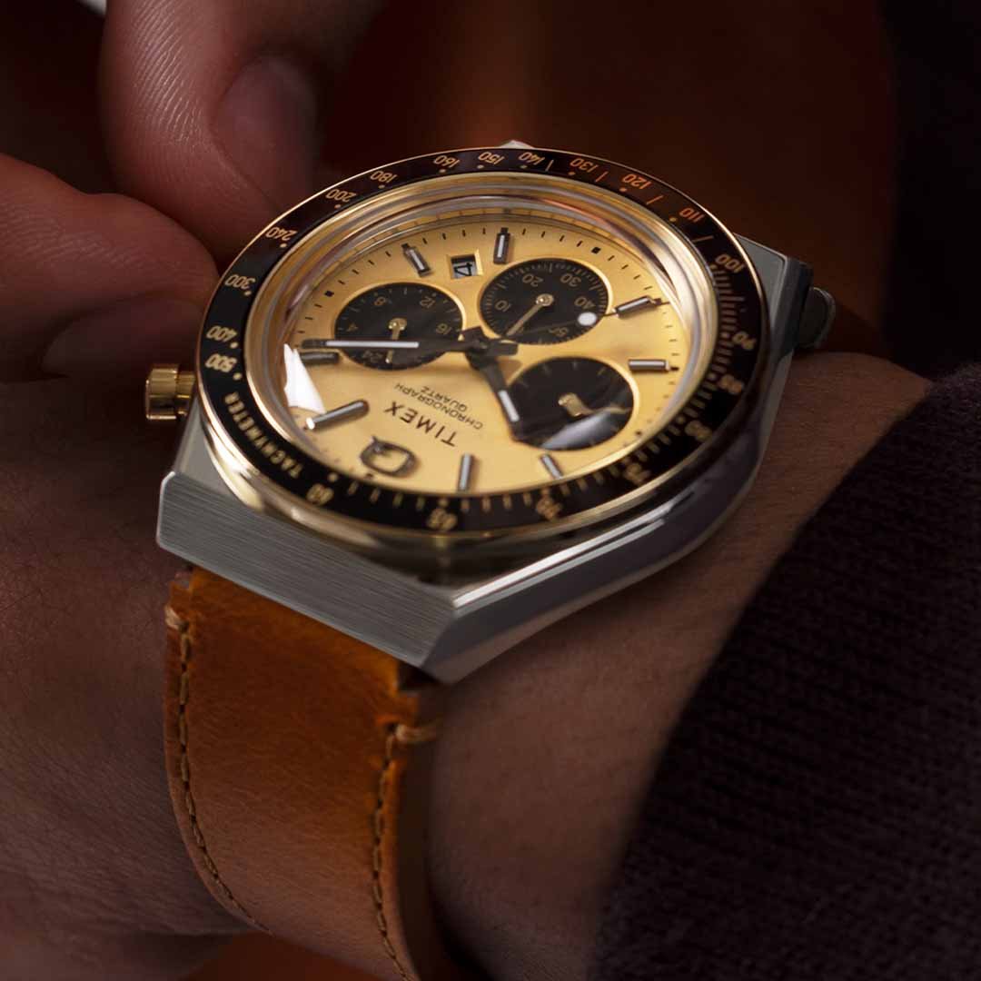 Timex Q Chronograph 40mm Gold Brown | Watches.com