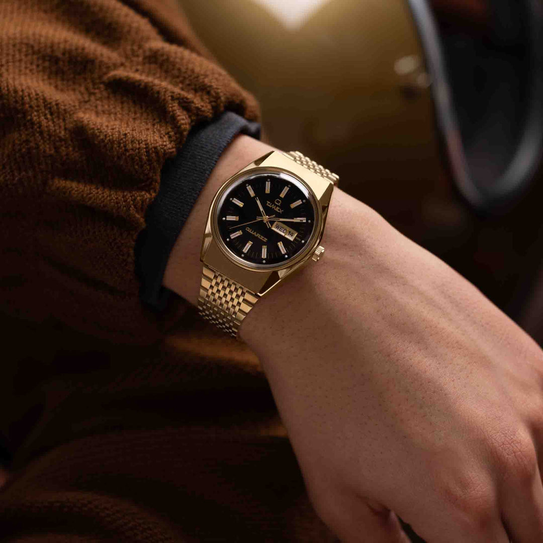 Timex Q Falcon Eye 38mm Black Gold | Watches.com