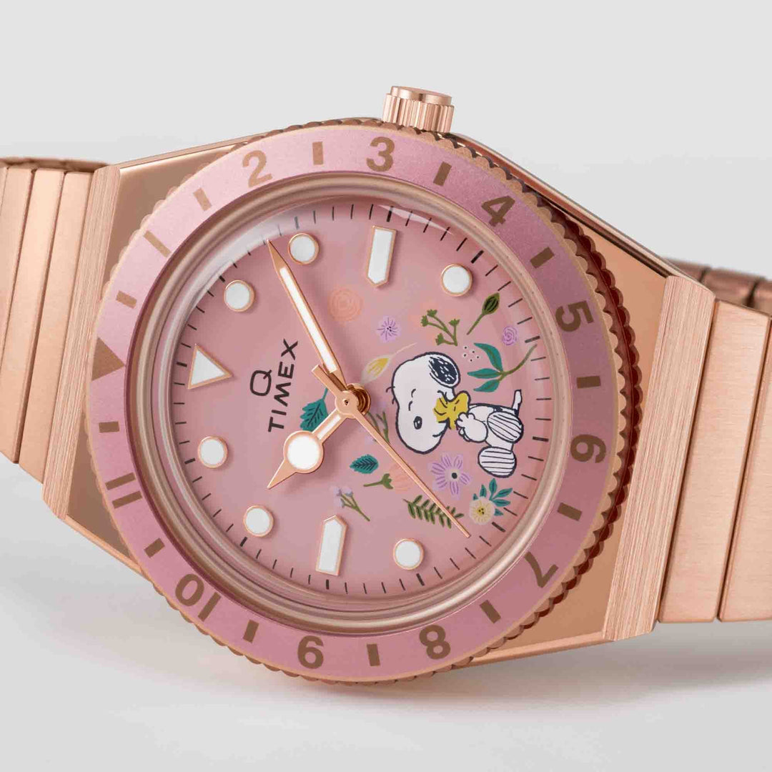 Timex Q x Peanuts 36mm In Bloom Pink SS | Watches.com