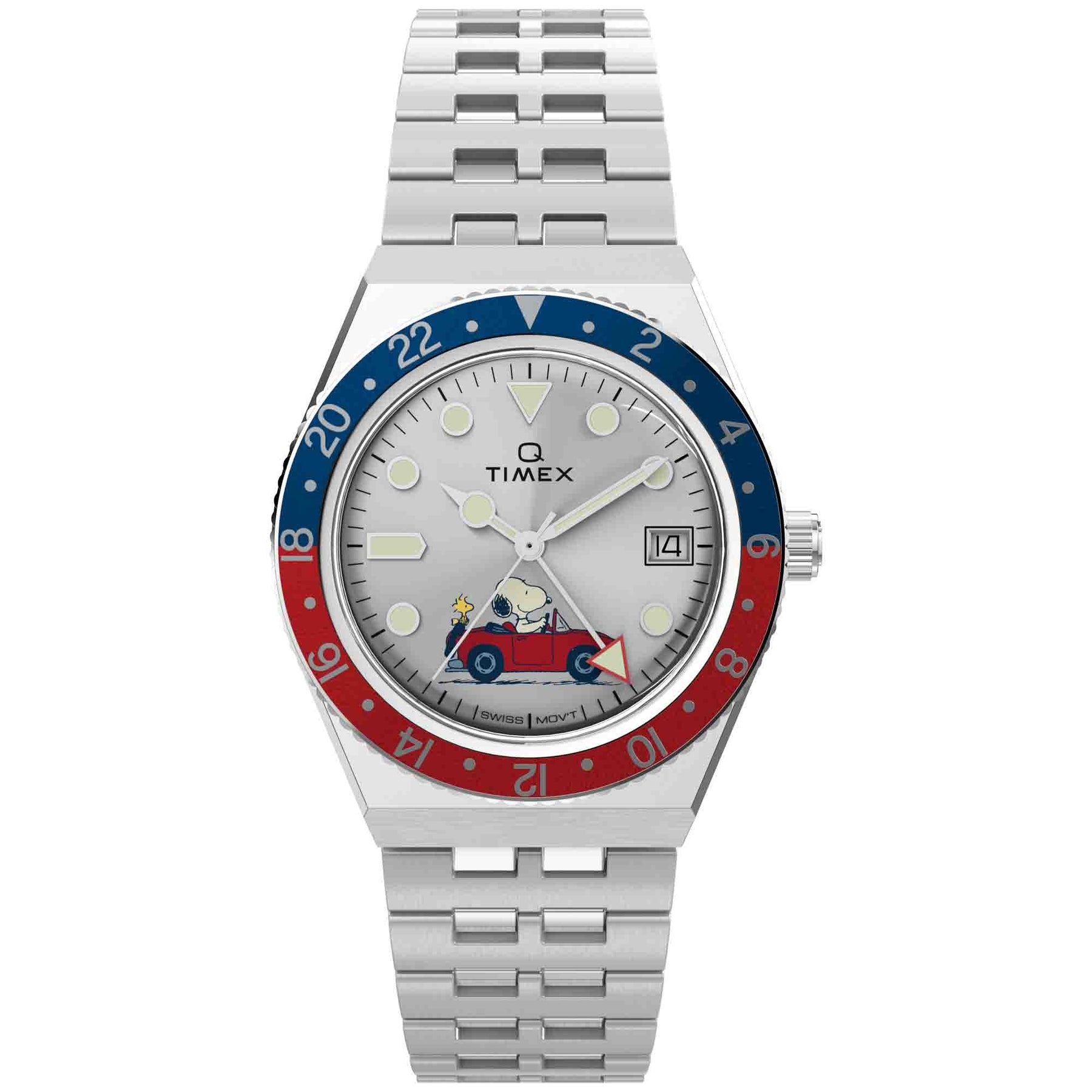 Timex Q x Peanuts GMT 38mm White SS | Watches.com
