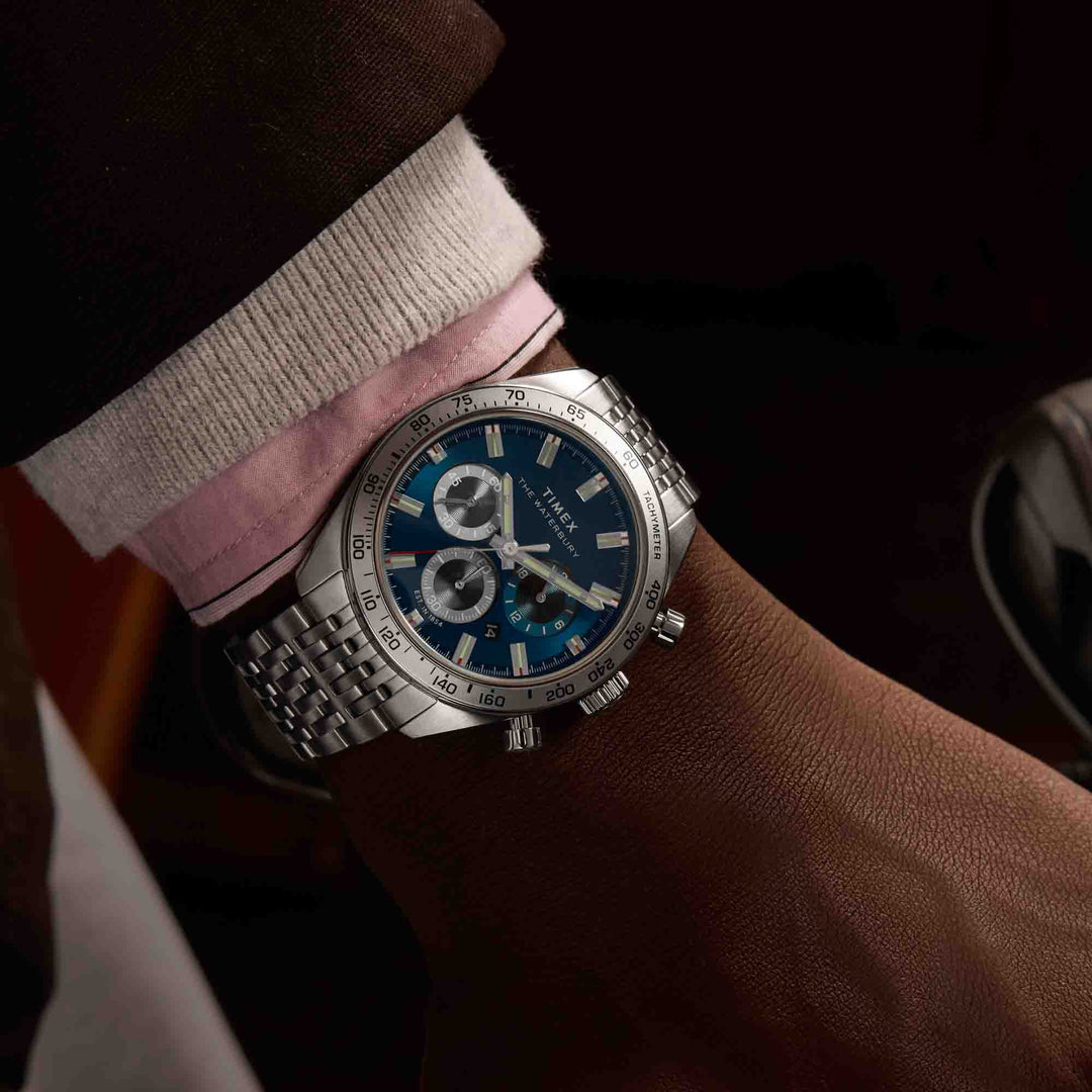 Timex Waterbury Traditional Chrono 41mm Blue SS | Watches.com