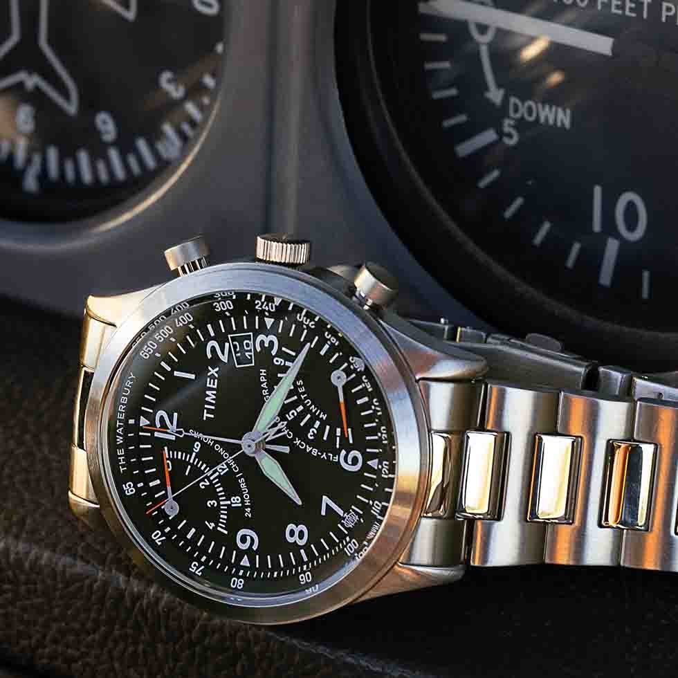 Timex Waterbury Traditional Fly Back Chrono 43mm Black SS