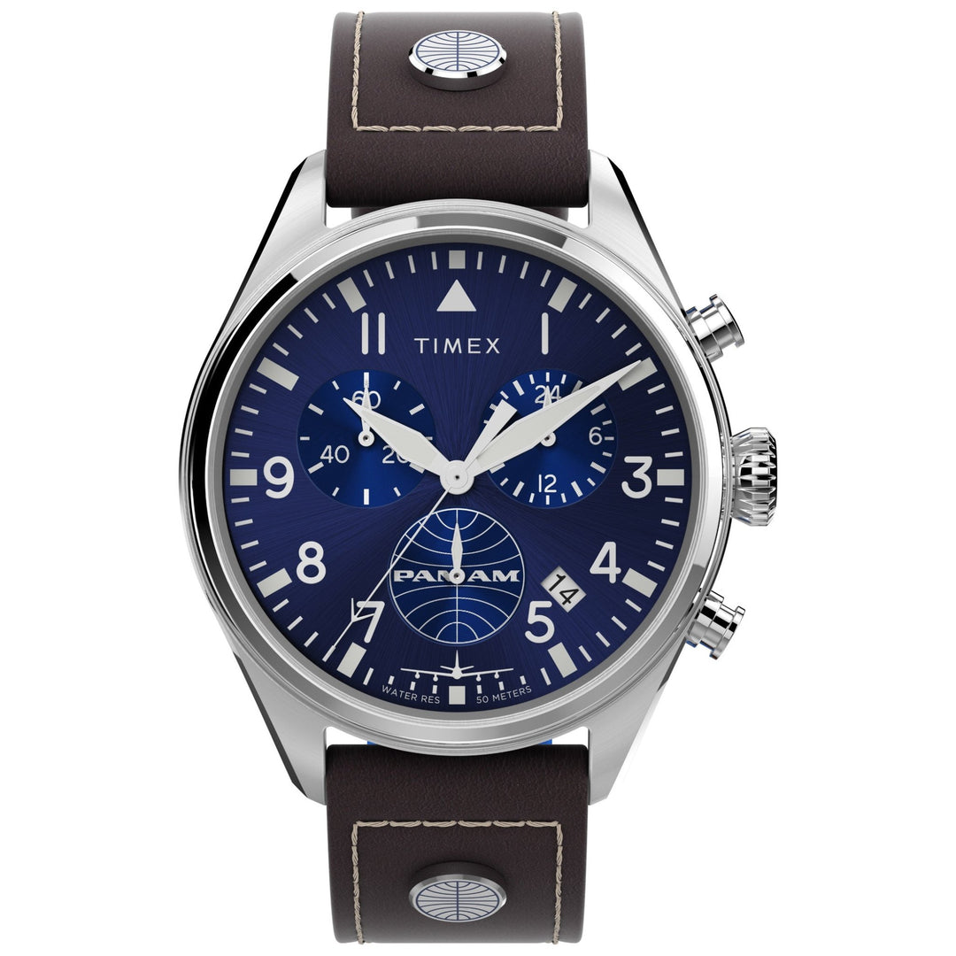 トム Timex x Pan Am Chronograph 42mm Blue | Watches.com