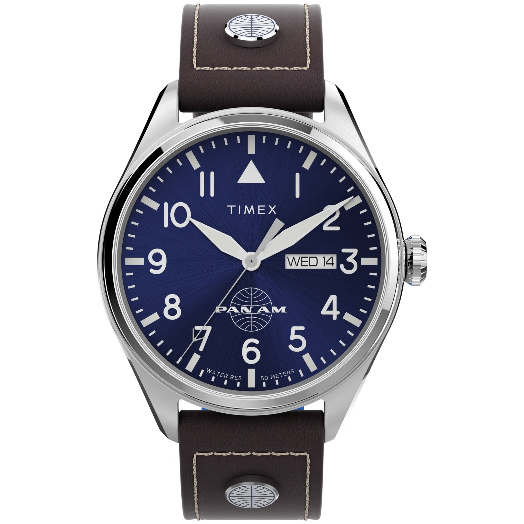 Timex x Pan Am Day Date 42mm Blue | Watches.com