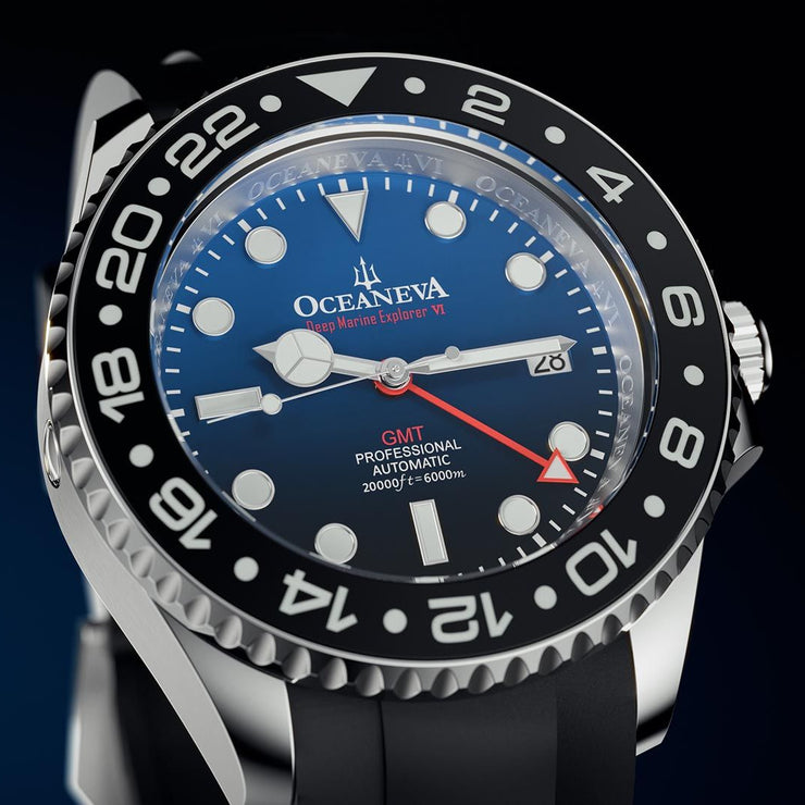 Oceaneva 6000m GMT Deep Marine Explorer VI Grade 5 Titanium Automatic Blue Black