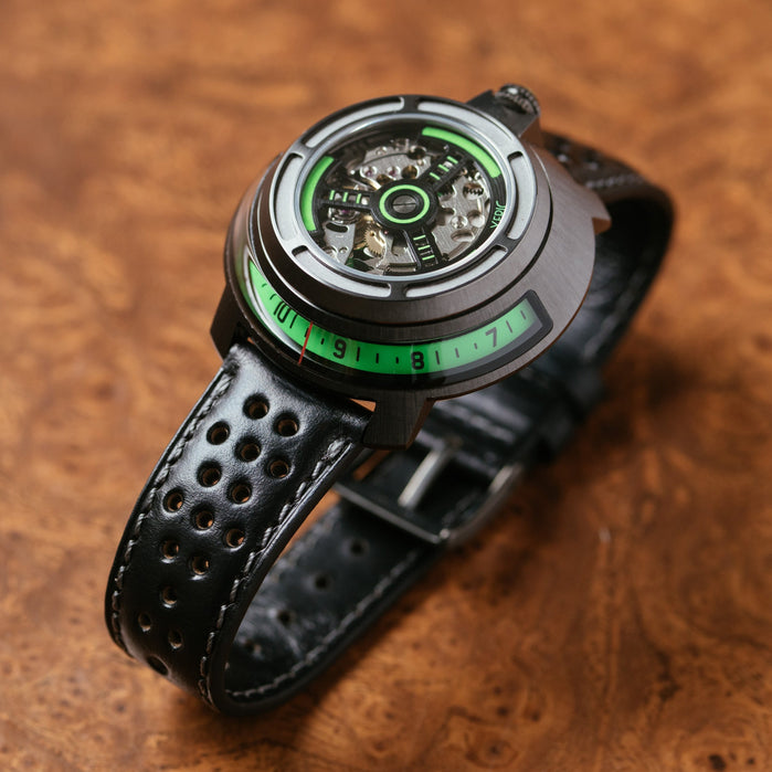 Xeric Invertor II Automatic Neon Green Lume angled shot picture