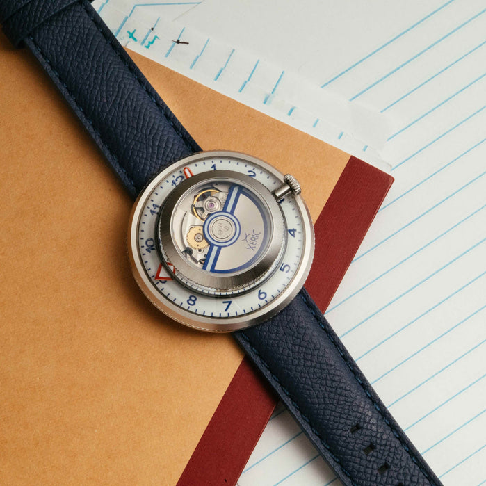 Xeric Invertor+ Automatic Navy White Lume Limited Edition angled shot picture