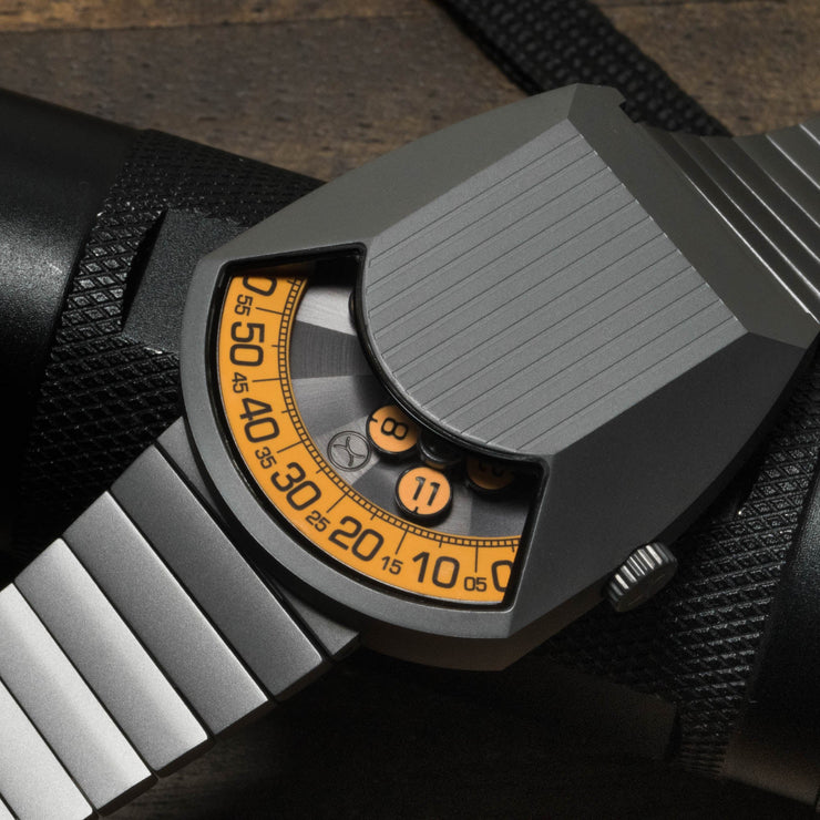 Retronaut Automatic Wandering Hour Matte Gunmetal Orange | Xeric.com ...