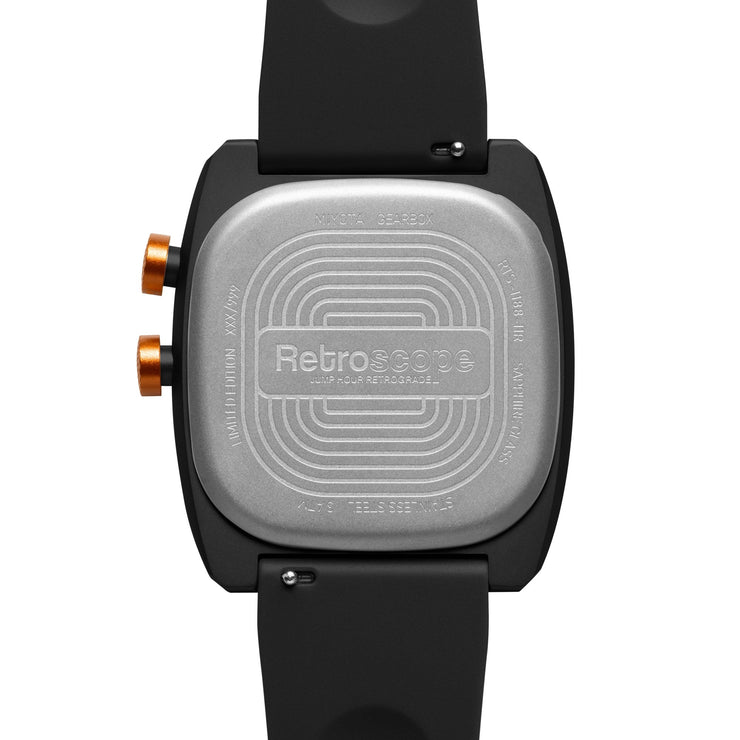Retroscope Jump Hour Black Orange | Xeric.com – Watches.com