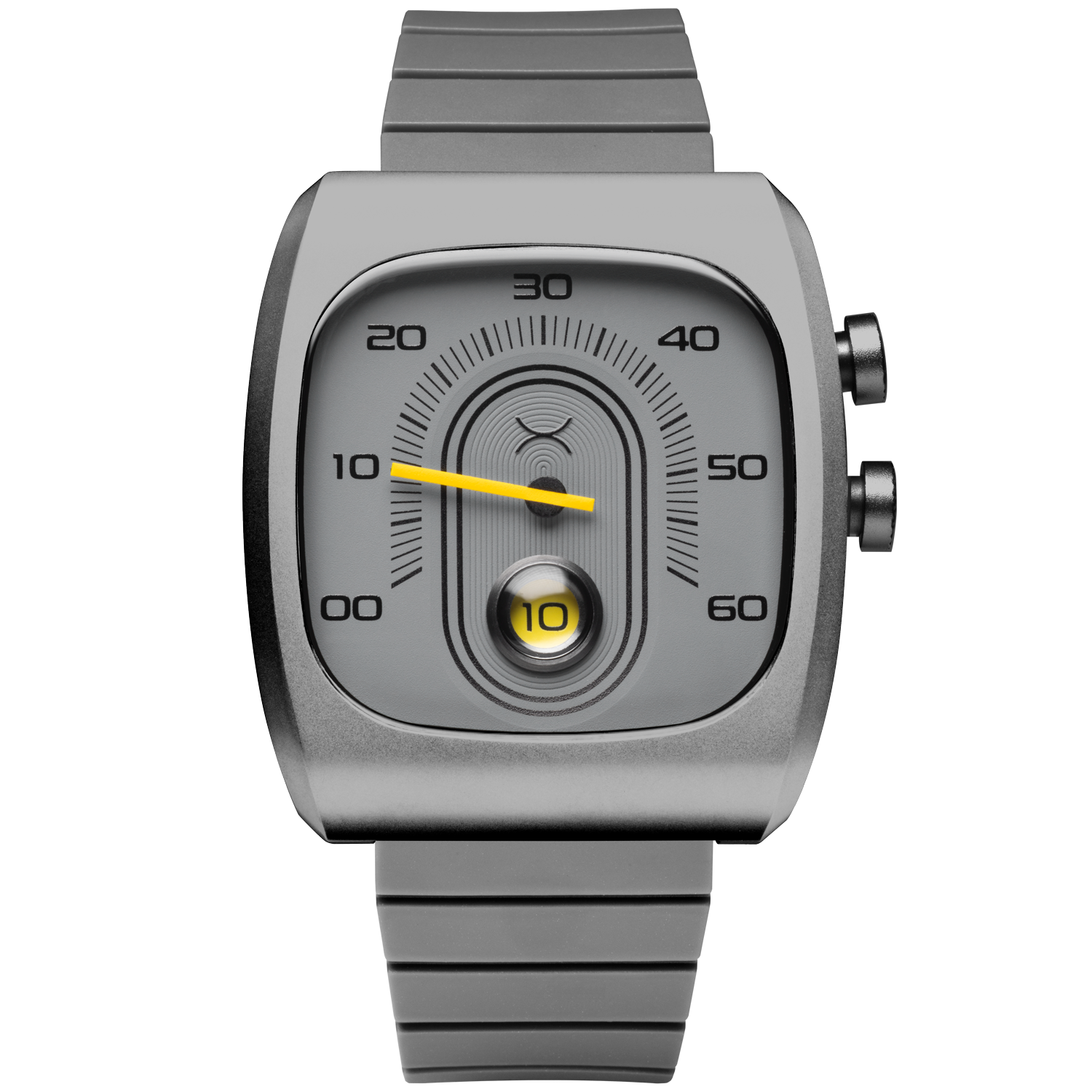 Retroscope Jump Hour Gray Yellow | Xeric.com – Watches.com
