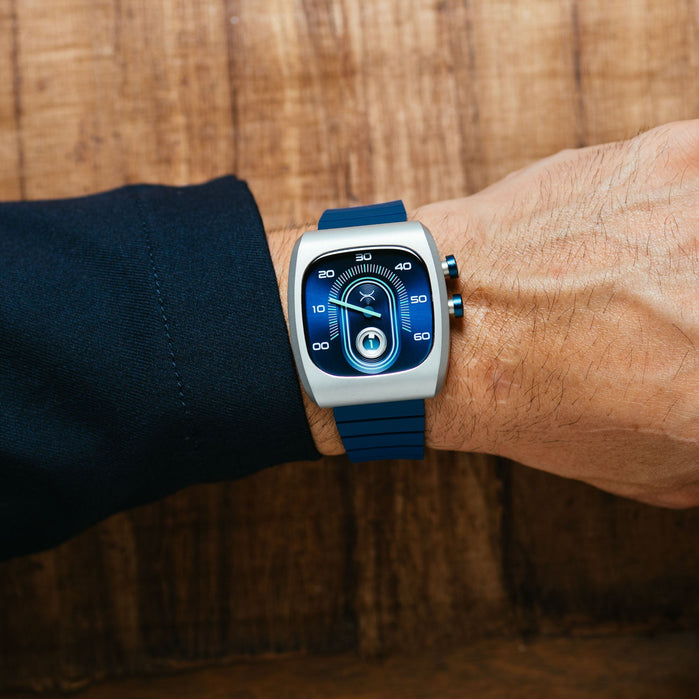 Xeric Retroscope Jump Hour Navy angled shot picture