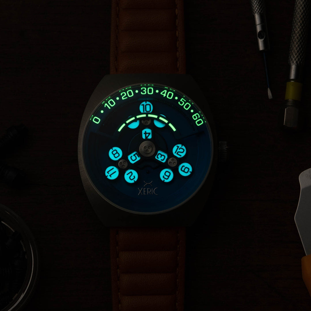 Xeric Scrambler Automatic Wandering Hour Blue Tan | Watches.com