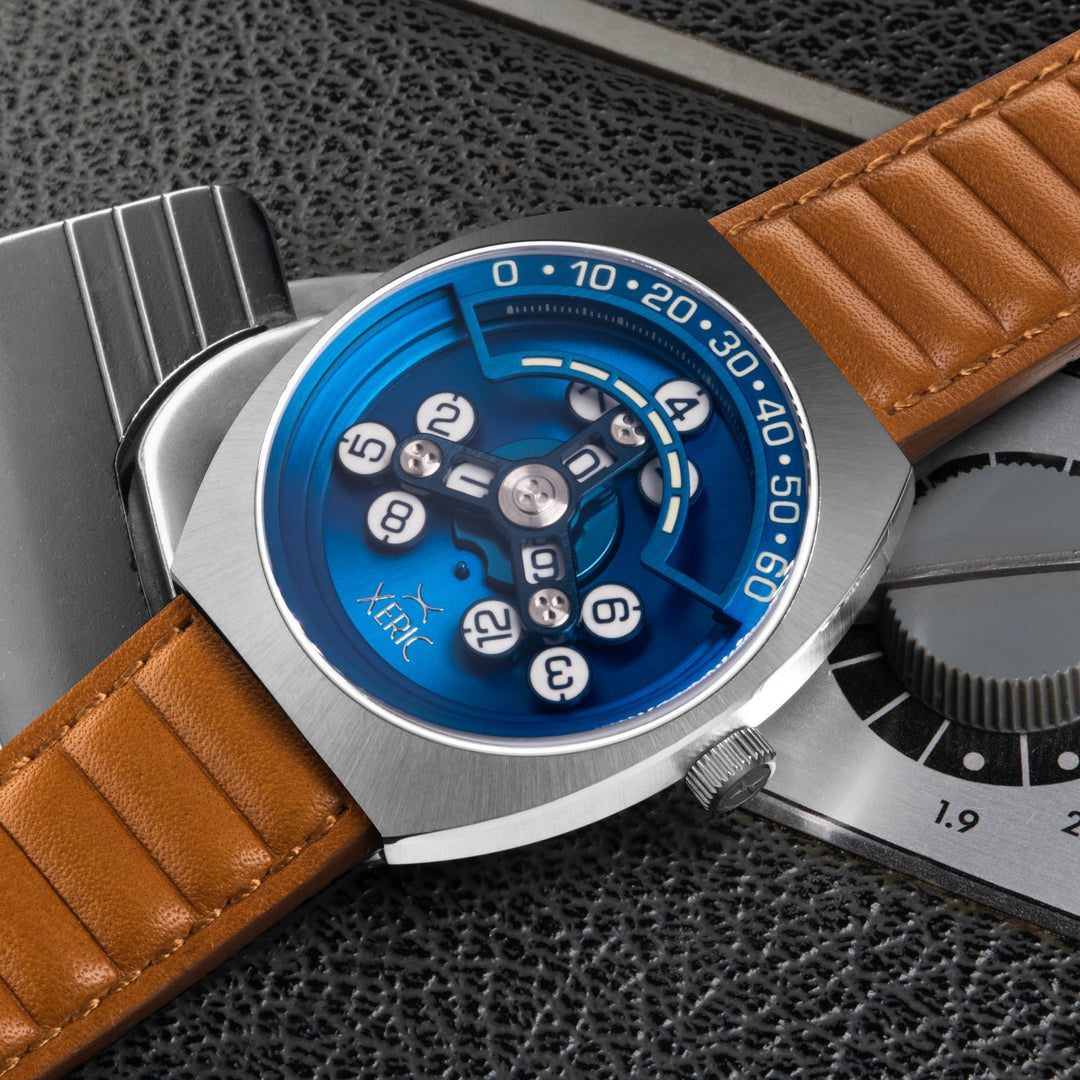 Xeric Scrambler Automatic Wandering Hour Blue Tan | Watches.com