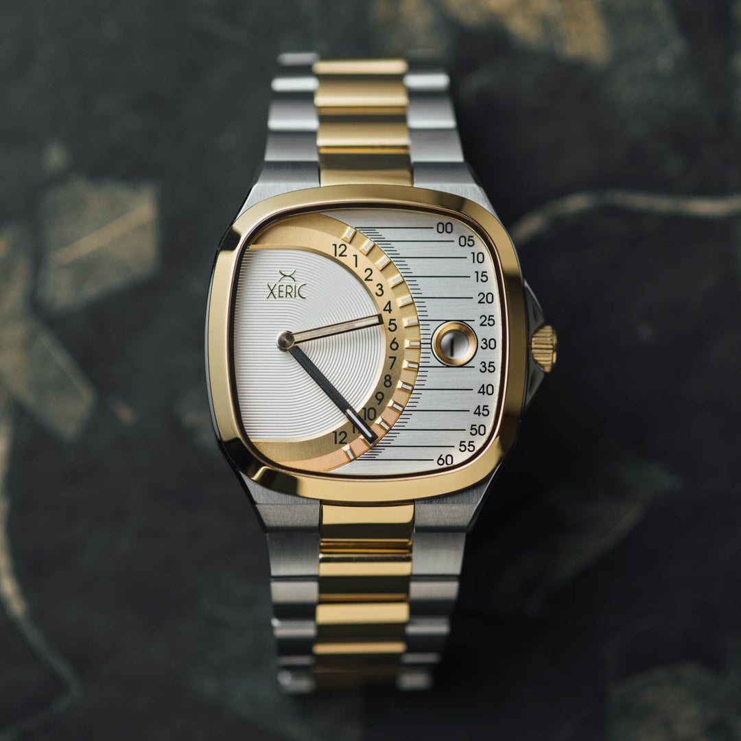 Timeline Retrograde Automatic Two-tone Gold Silver | Xeric.com