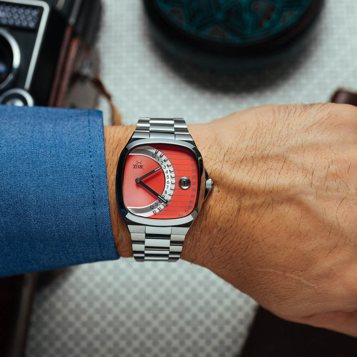 Xeric Timeline Retrograde Automatic Salmon angled shot picture