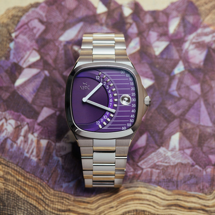 Xeric Timeline Retrograde Automatic Purple angled shot picture