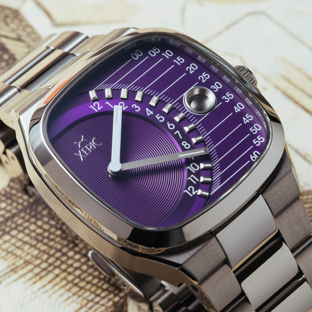 Timeline Retrograde Automatic Purple | Xeric.com – Watches.com