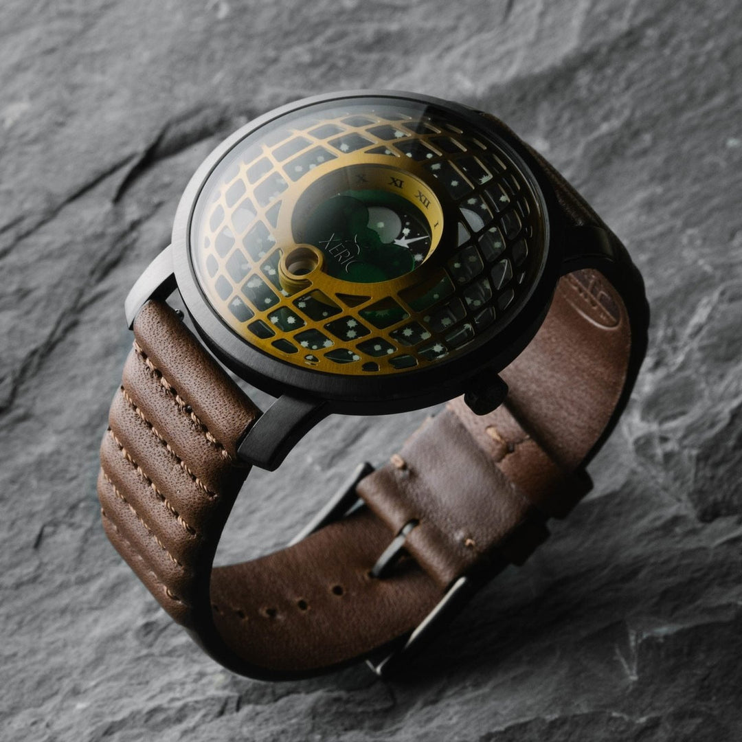Xeric Trappist-1 American Moonphase Brass Green | Watches.com