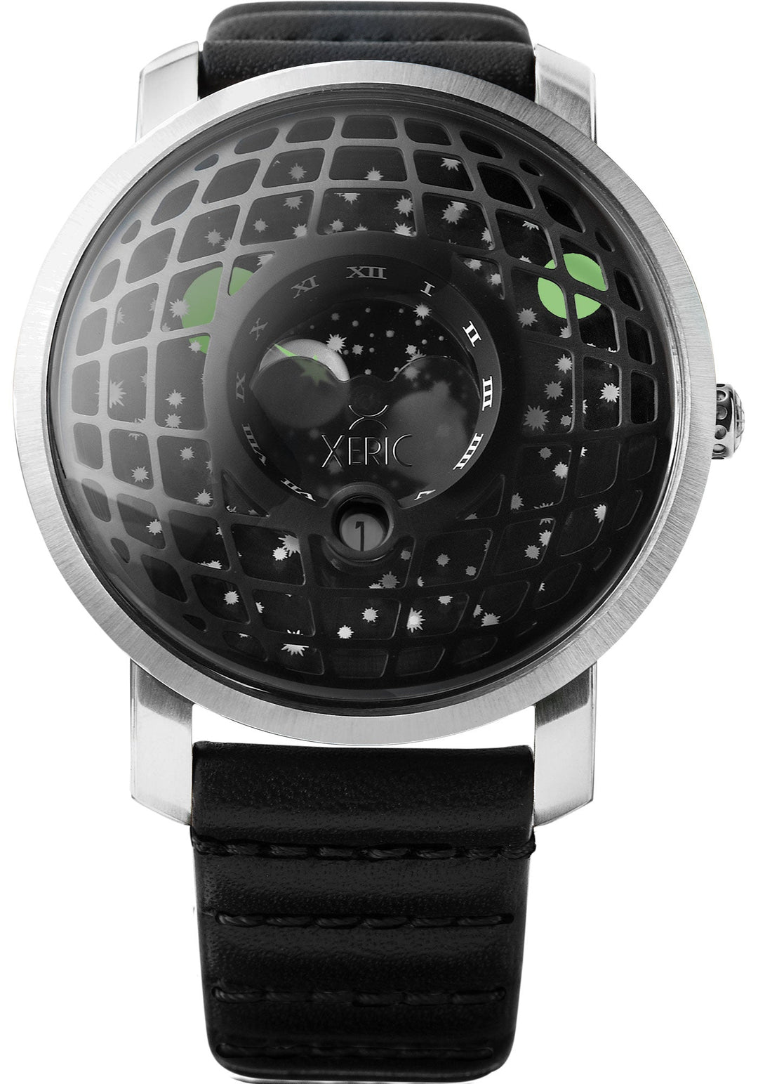 Xeric Trappist-1 American Moonphase Silver Black | Watches.com