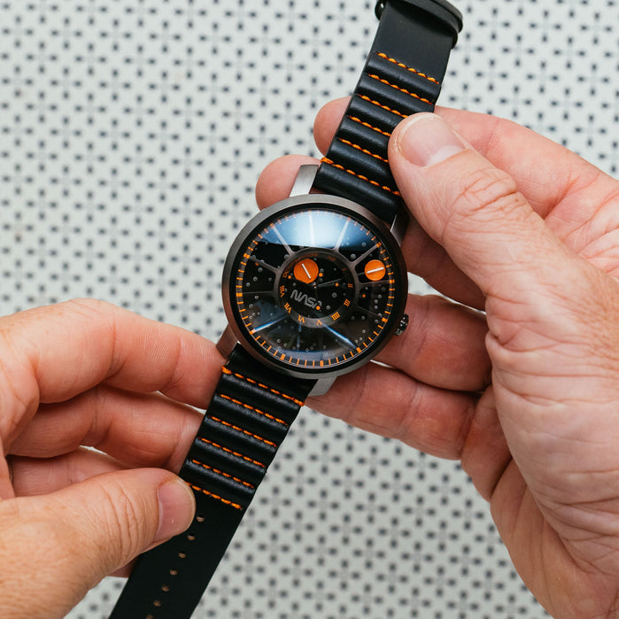 Xeric NASA Trappist-1 Automatic Sapphire Jupiter angled shot picture