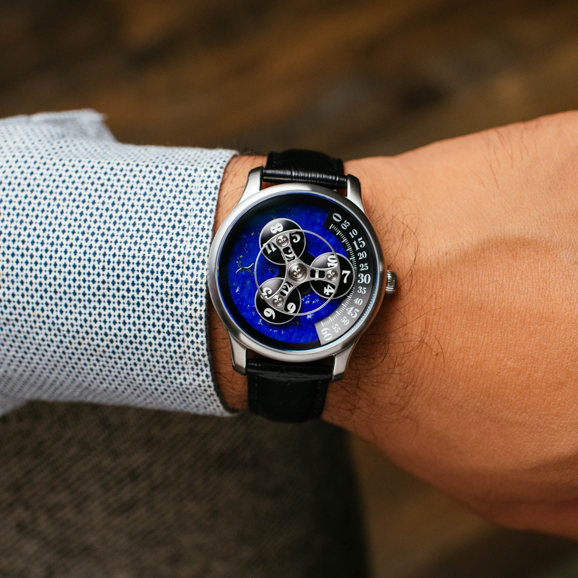 Xeric Triptych Automatic Wandering Hour Stone Edition Lapis Lazuli