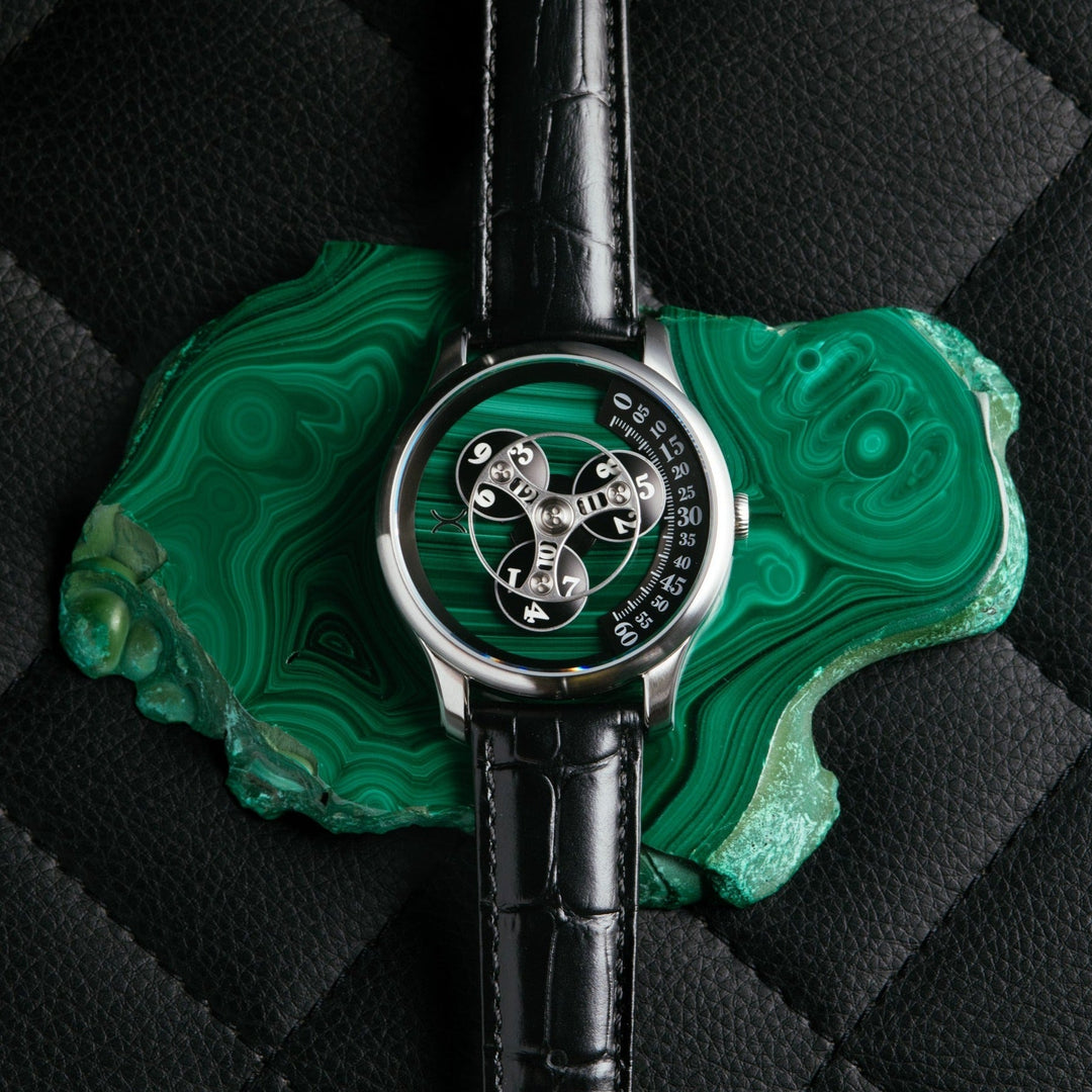 Xeric Triptych Automatic Wandering Hour Stone Edition Malachite
