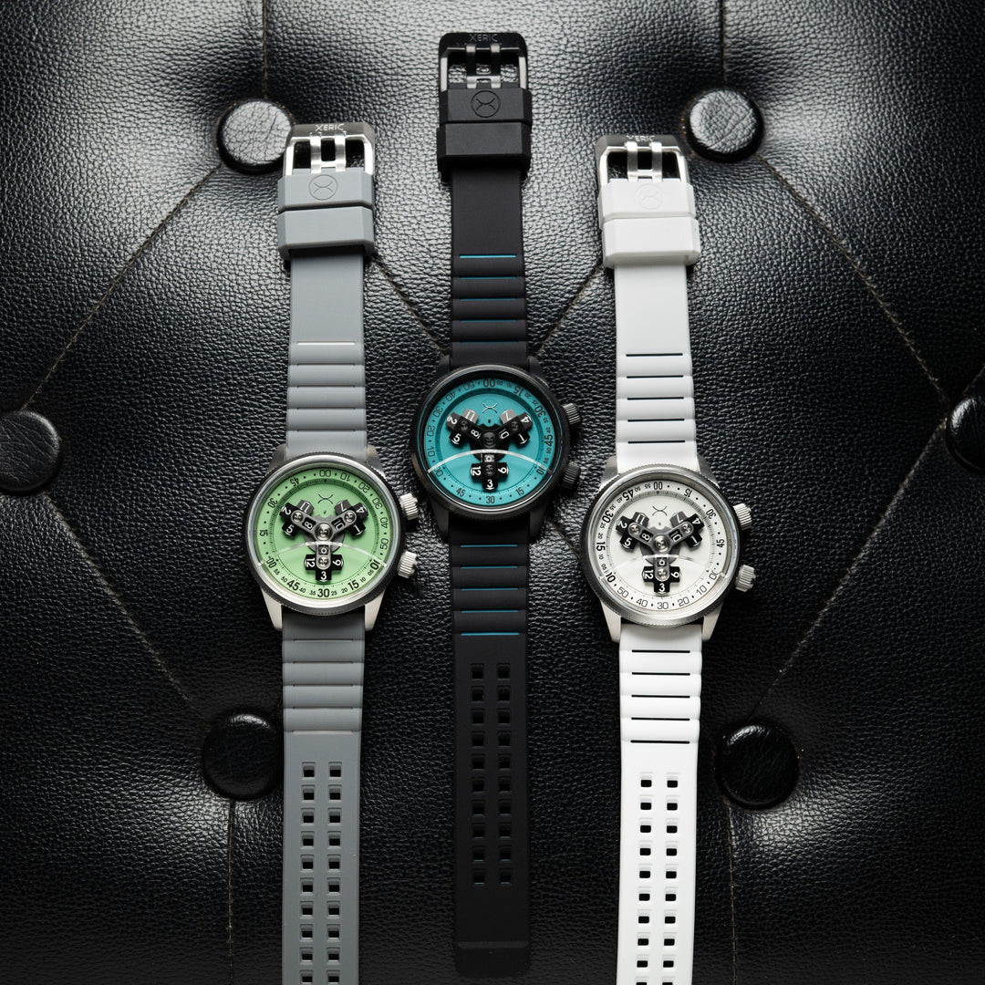 Xeric Vendetta II Automatic Wandering Hour Black Cyan Lume