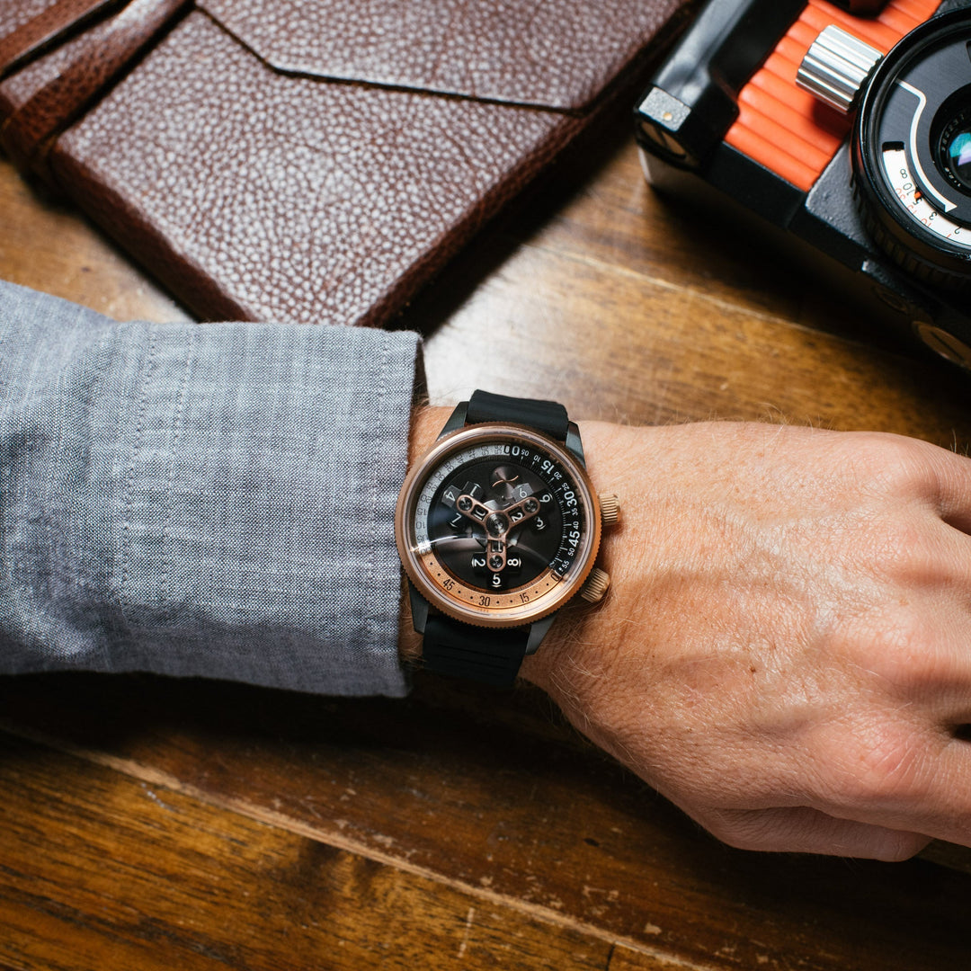 Xeric Vendetta II Automatic Wandering Hour Gunmetal Rose Gold