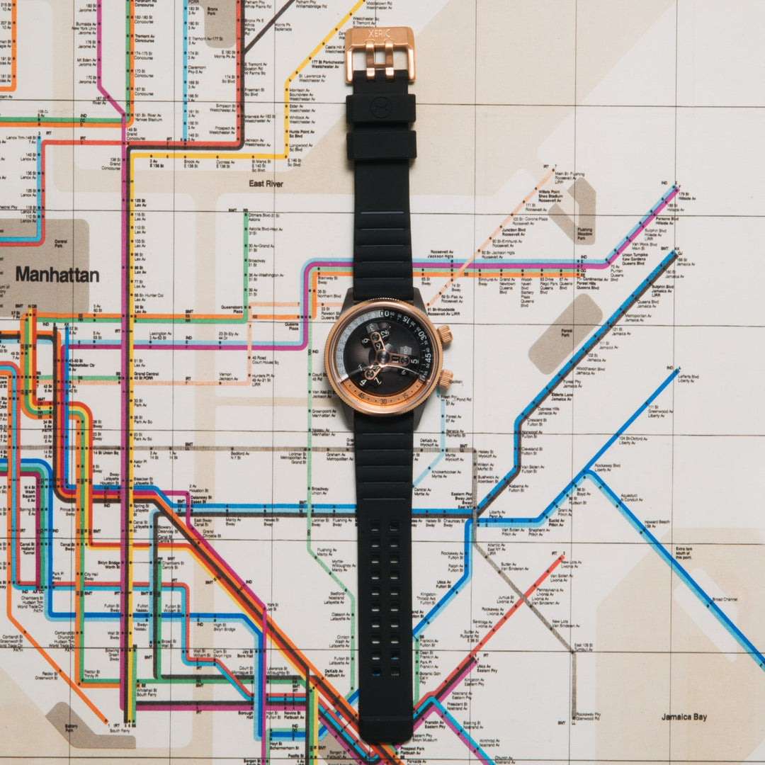Xeric Vendetta II Automatic Wandering Hour Gunmetal Rose Gold
