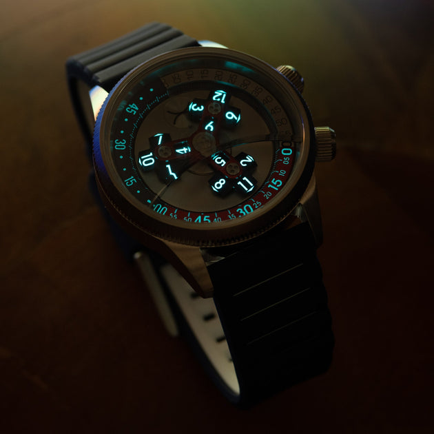 Xeric Vendetta II Automatic Wandering Hour Navy Red | Watches.com