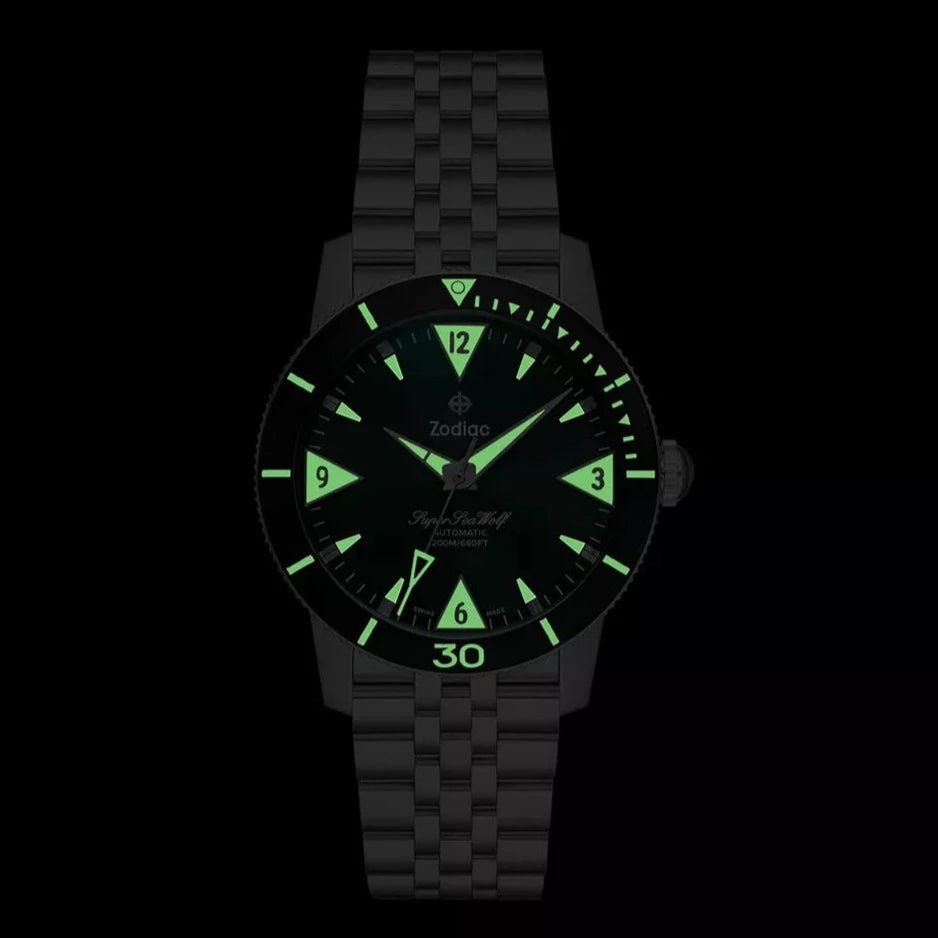 Zodiac ZO9218 Super Sea Wolf Skin Diver Green SS | Watches.com