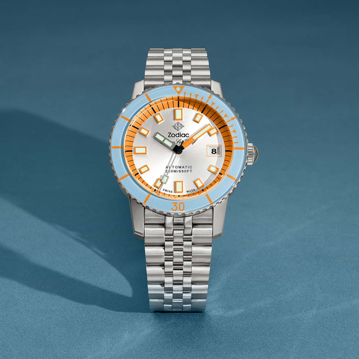 Zodiac ZO9304 Super Sea Wolf Compression Automatic Pastel Blue* angled shot picture