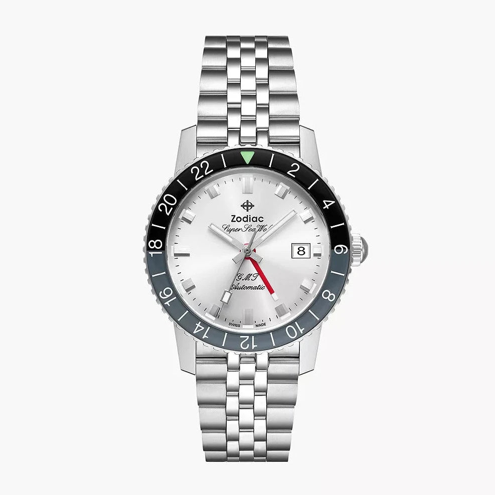 Zodiac ZO9415 Super Sea Wolf GMT Automatic Silver SS | Watches.com