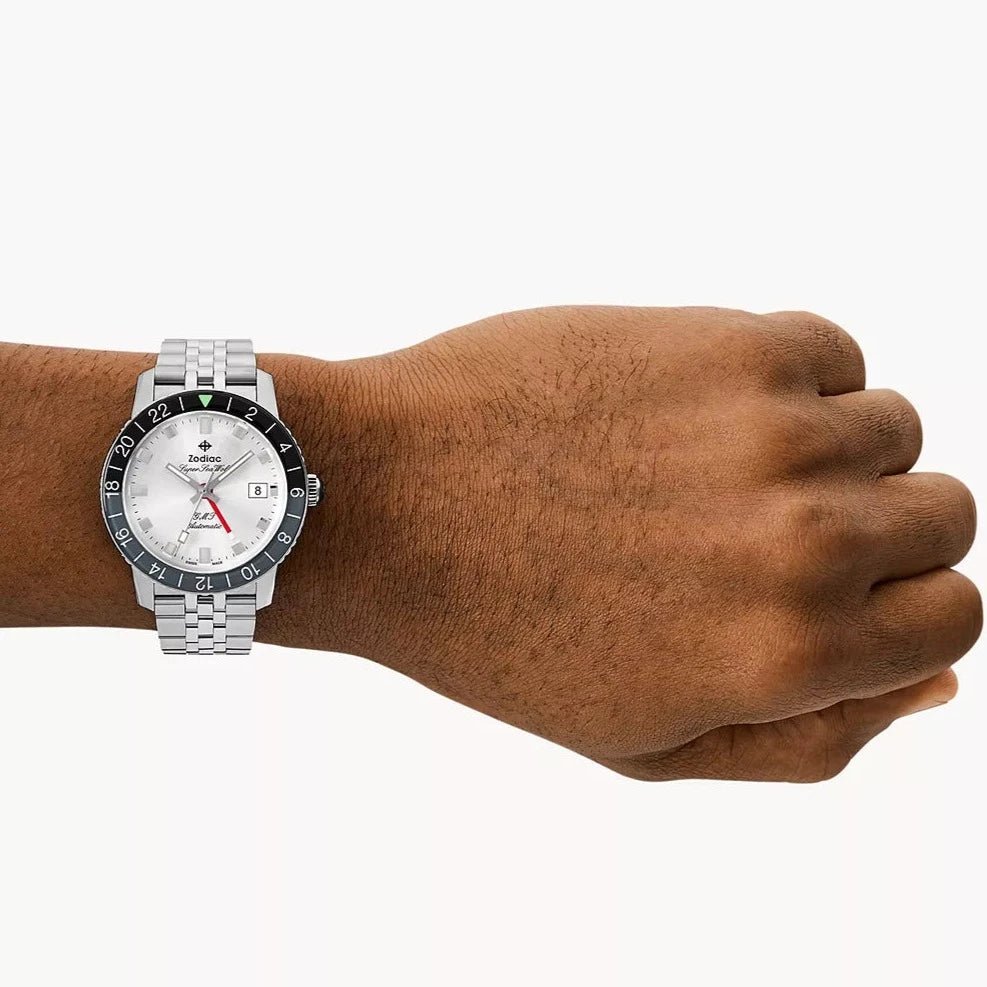 Zodiac ZO9415 Super Sea Wolf GMT Automatic Silver SS | Watches.com