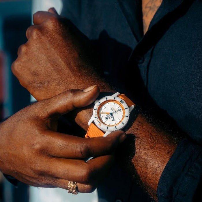 Zodiac ZO9591 Super Sea Wolf Ceramic Swiss Automatic White Orange