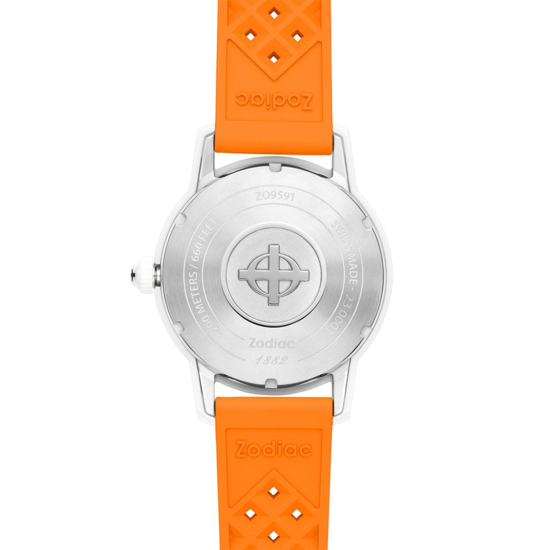 Zodiac ZO9591 Super Sea Wolf Ceramic Swiss Automatic White Orange