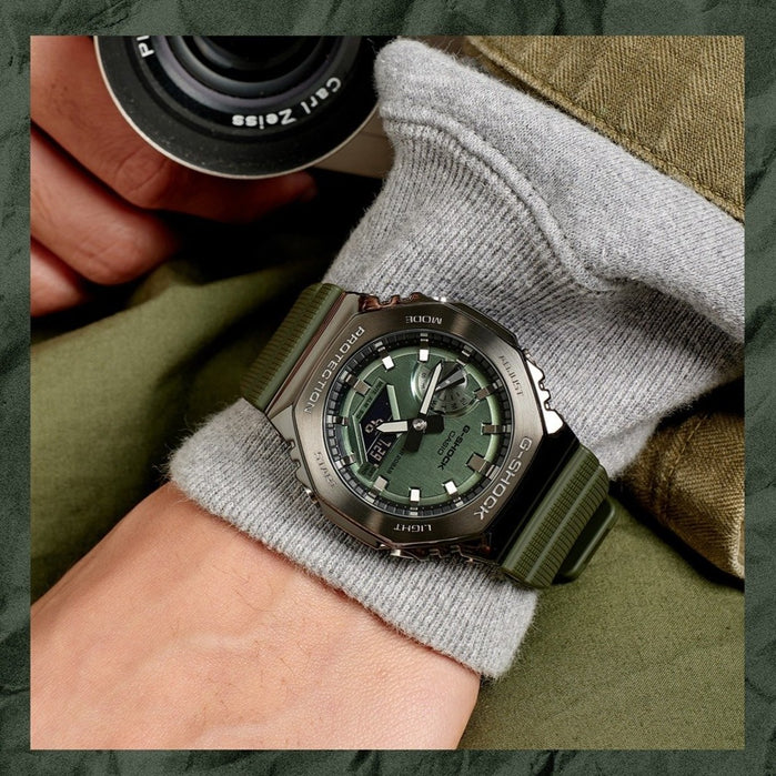 G-Shock GM2100 Metal Green angled shot picture