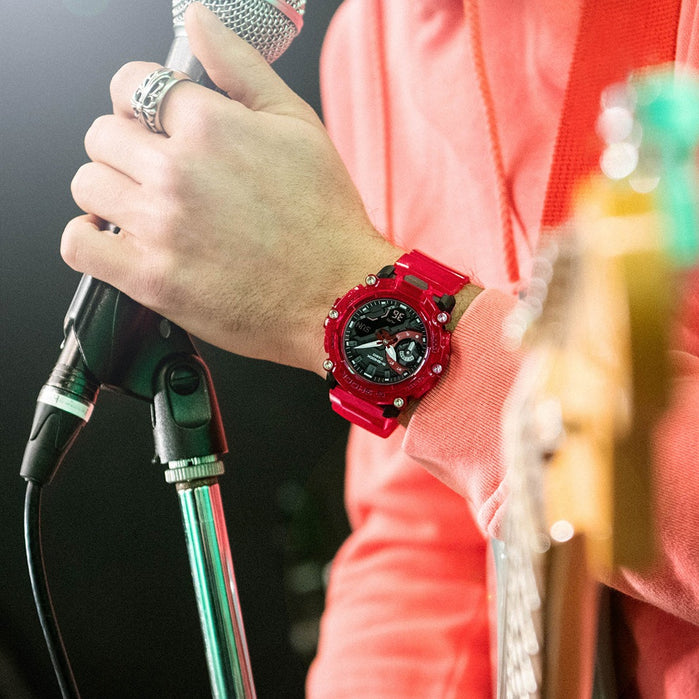 G-Shock GA2200 Sound Waves Red Limited Edition angled shot picture