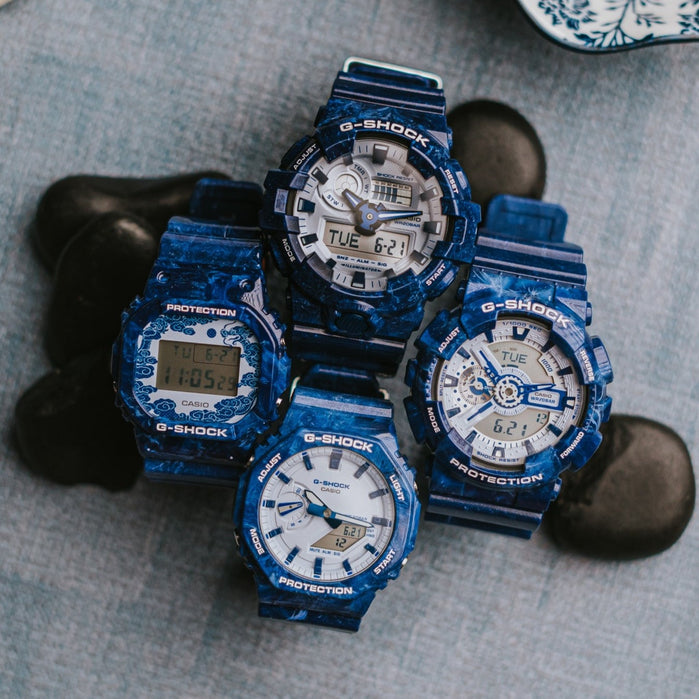 G-Shock DW5600 Pottery Blue White angled shot picture