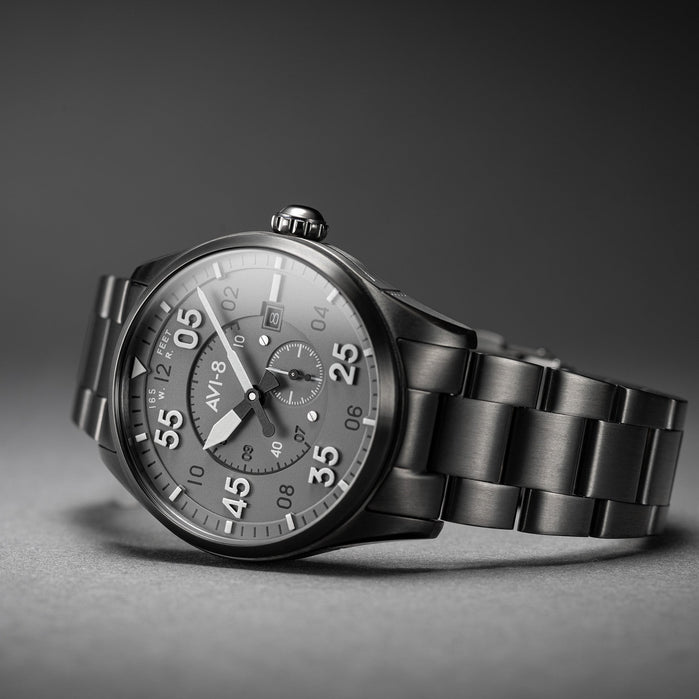AVI-8 Spitfire Type 300 Automatic Gunmetal Grey SS angled shot picture
