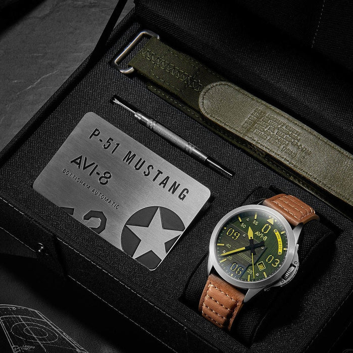 AVI-8 P-51 Mustang Bottisham Collection Automatic Green angled shot picture