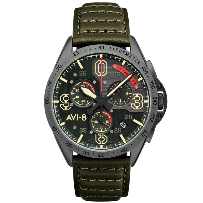AVI-8 P51 Mustang Blakeslee Chronograph Leaf Green angled shot picture