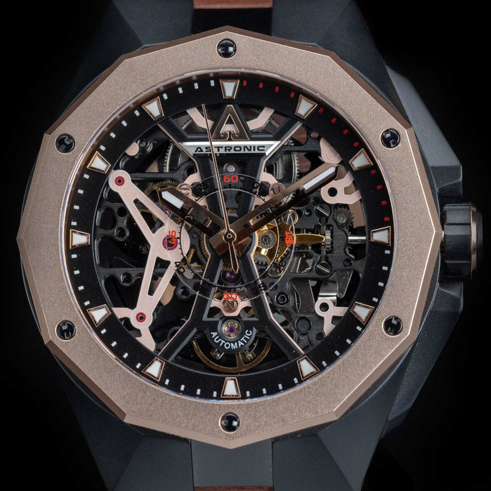 Astronic Apache Skeleton Automatic Rose Gold SS angled shot picture