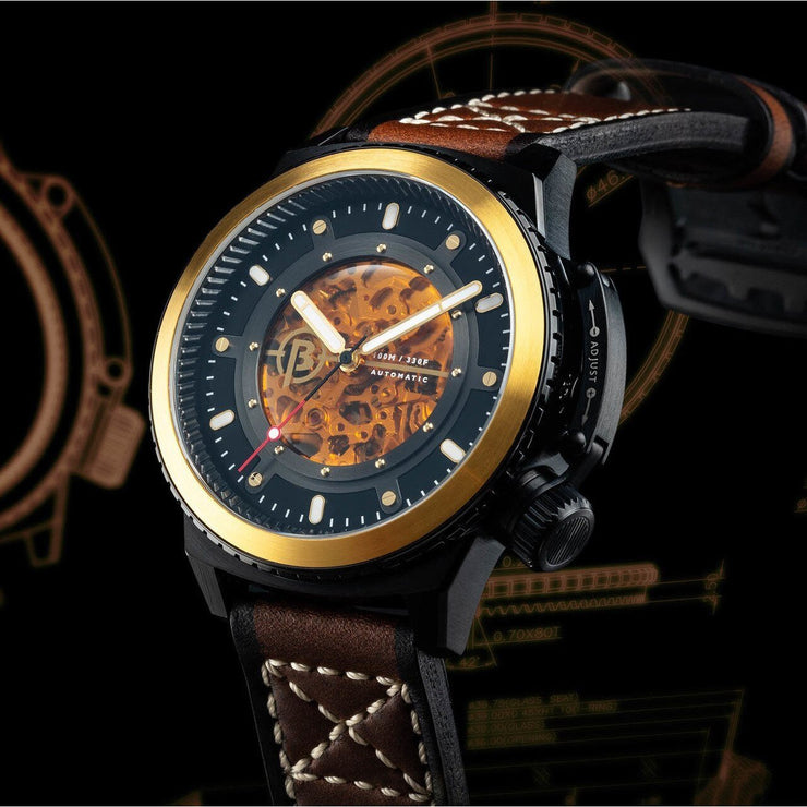 Ballast Trafalgar Skeleton Automatic Black Brown