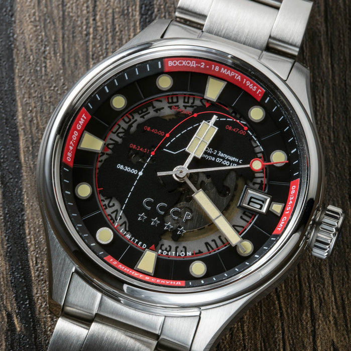 CCCP Space Leonov Automatic Black Red angled shot picture