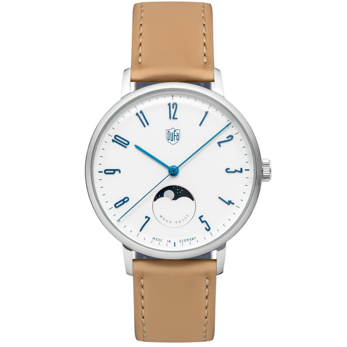 DuFa Gropius Moonphase Saddle Tan White angled shot picture